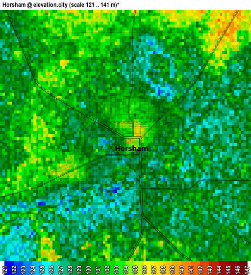 Horsham elevation map