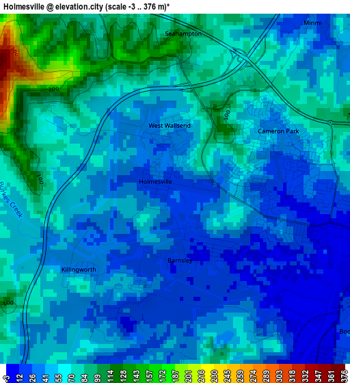 Holmesville elevation map