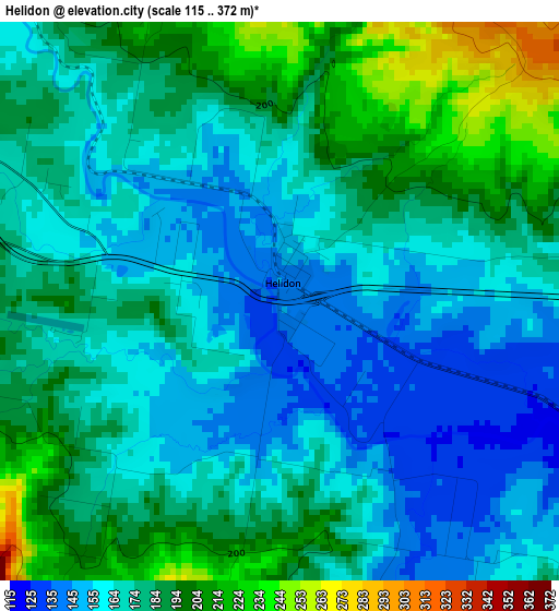 Helidon elevation map