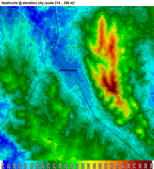 Heathcote elevation map