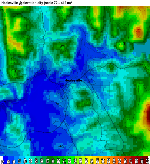 Healesville elevation map