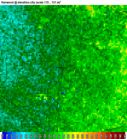 Hanwood elevation map