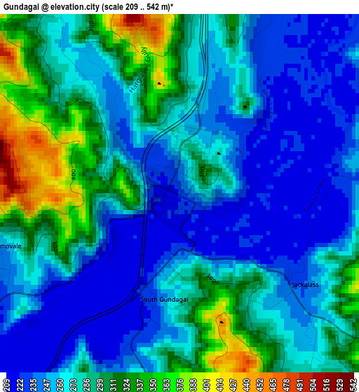 Gundagai elevation map