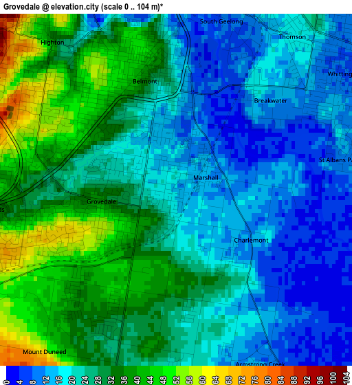 Grovedale elevation map