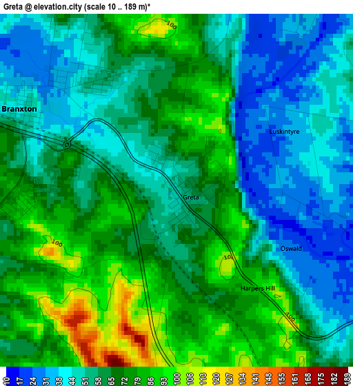 Greta elevation map