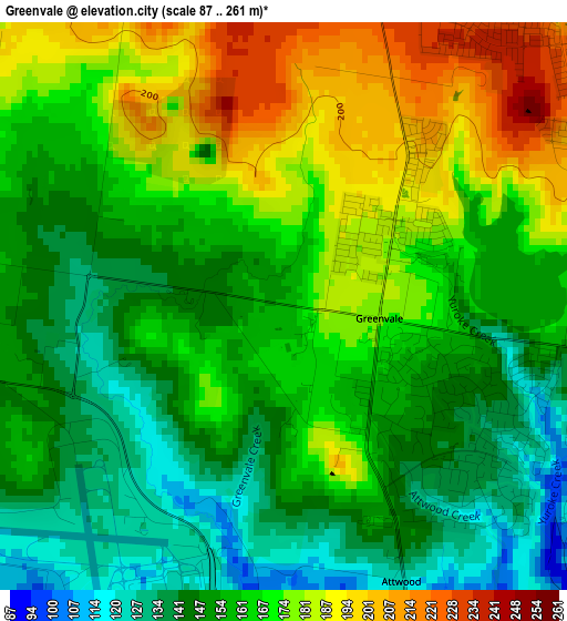 Greenvale elevation map