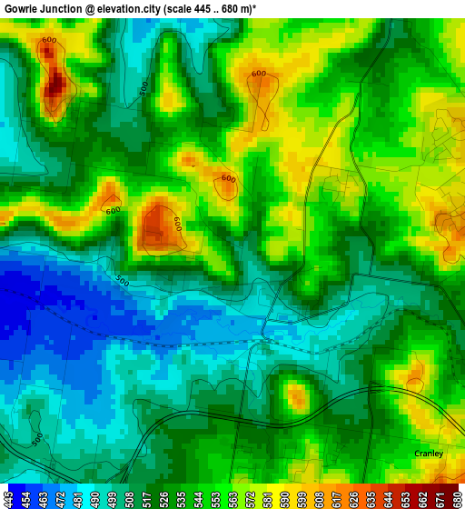 Gowrie Junction elevation map