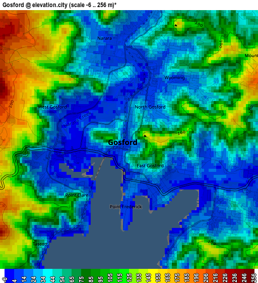 Gosford elevation map