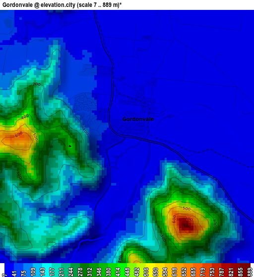 Gordonvale elevation map