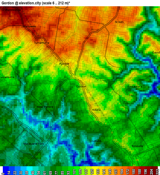 Gordon elevation map