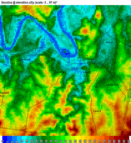 Goodna elevation map