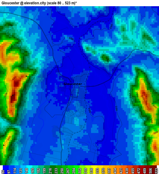 Gloucester elevation map