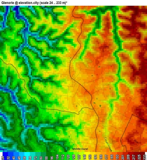 Glenorie elevation map