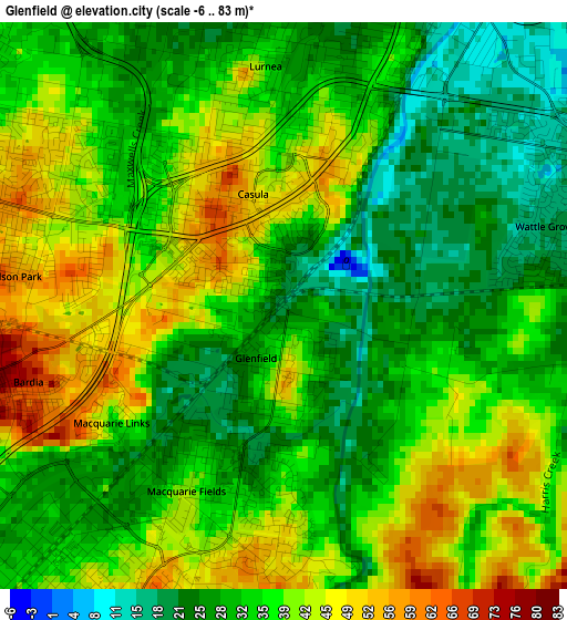 Glenfield elevation map