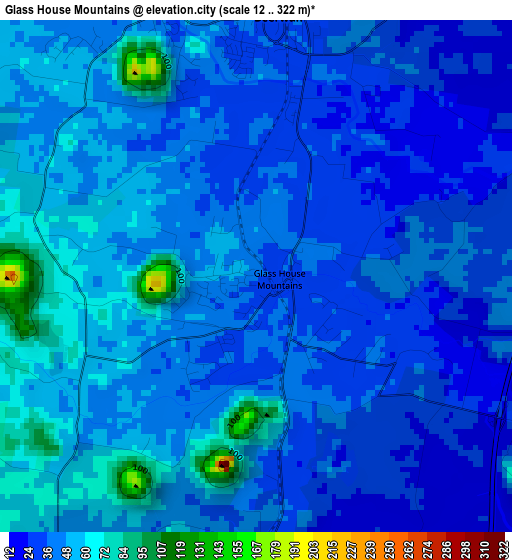 Glass House Mountains elevation map