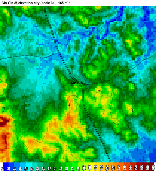 Gin Gin elevation map