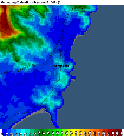 Gerringong elevation map