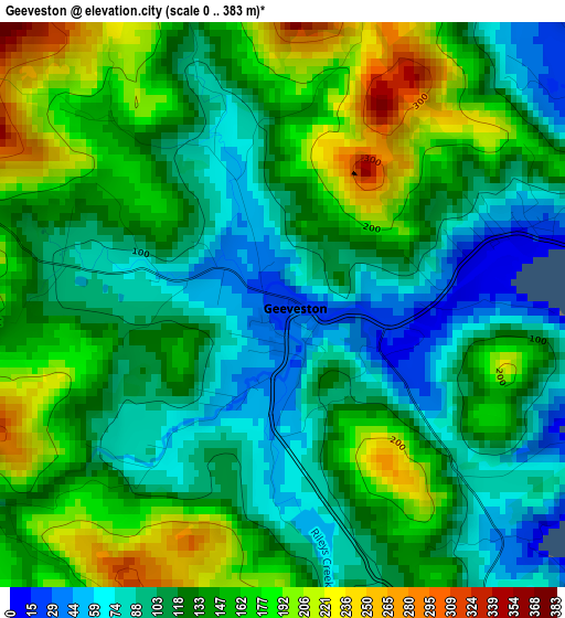 Geeveston elevation map