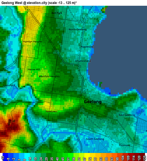 Geelong West elevation map