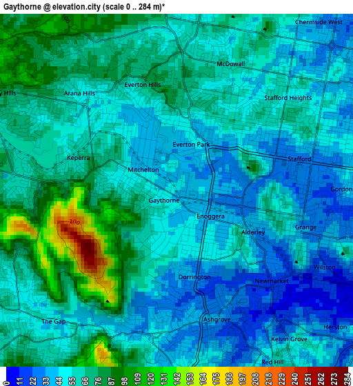 Gaythorne elevation map