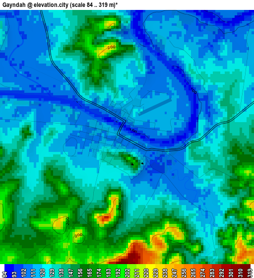 Gayndah elevation map