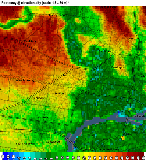 Footscray elevation map