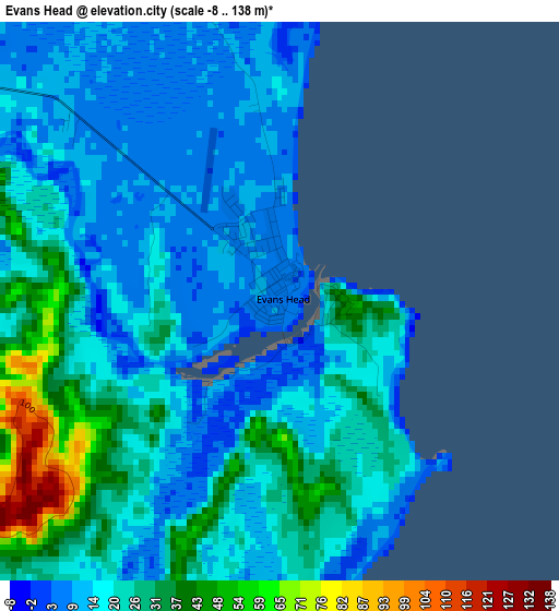 Evans Head elevation map
