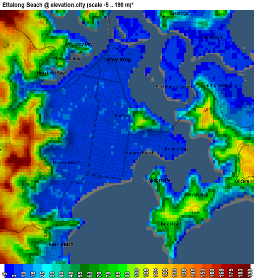 Ettalong Beach elevation map