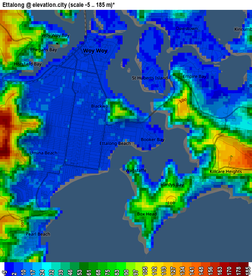 Ettalong elevation map