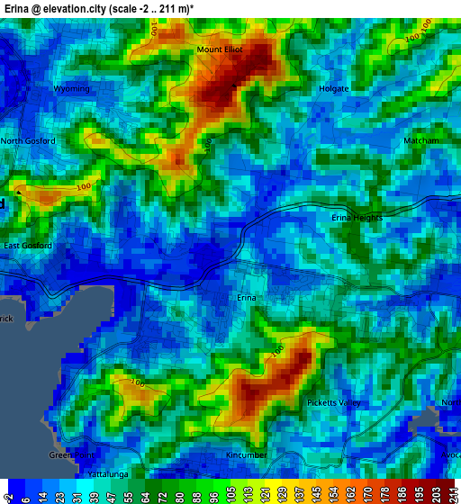 Erina elevation map