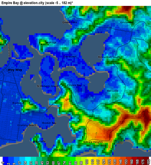 Empire Bay elevation map