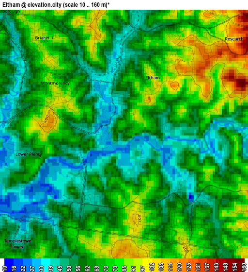 Eltham elevation map