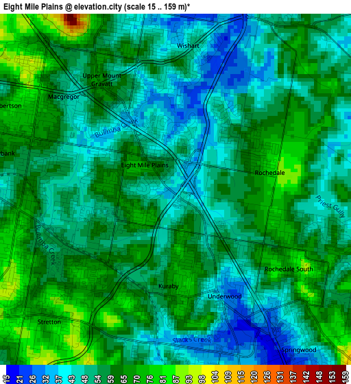 Eight Mile Plains elevation map