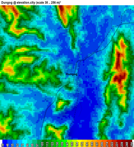 Dungog elevation map