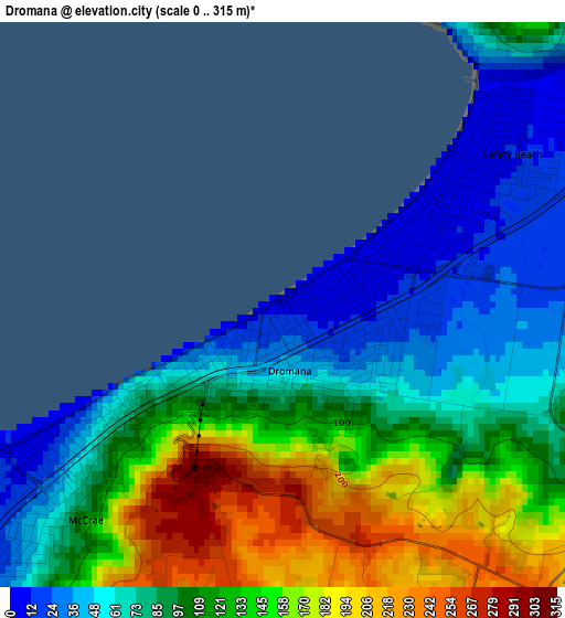 Dromana elevation map