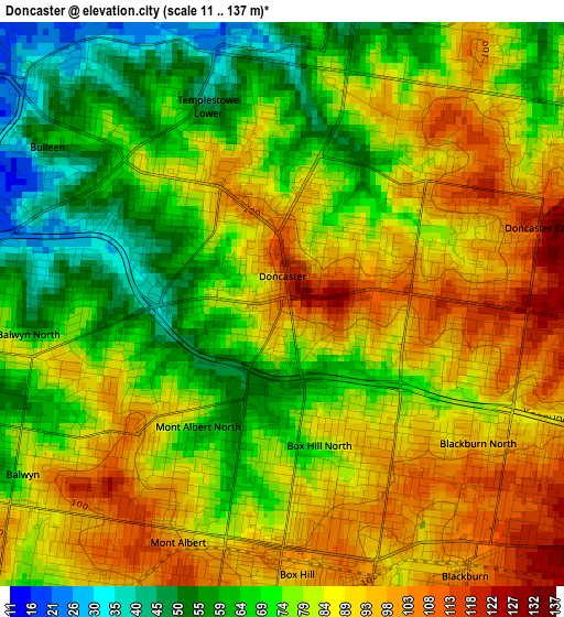 Doncaster elevation map