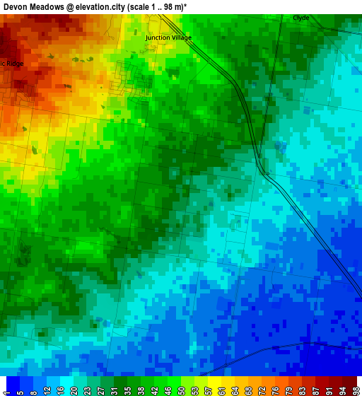 Devon Meadows elevation map