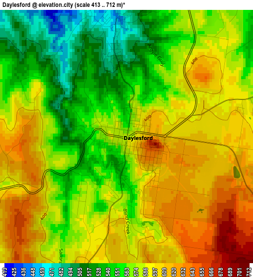 Daylesford elevation map