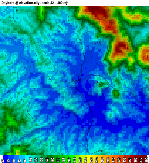 Dayboro elevation map