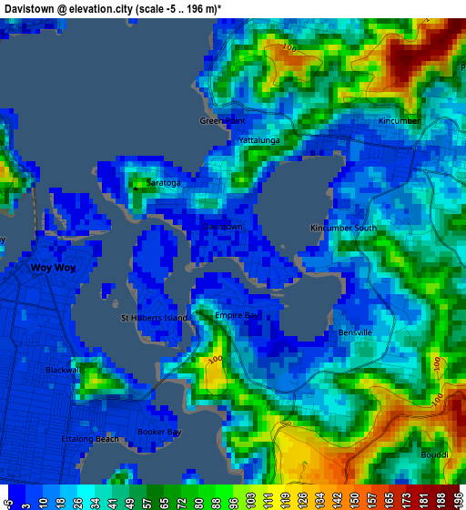 Davistown elevation map