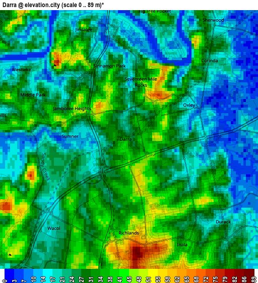 Darra elevation map