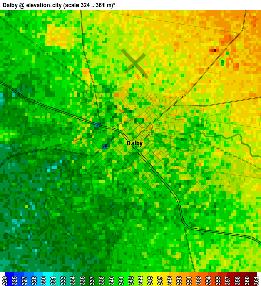 Dalby elevation map