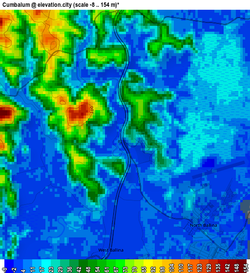 Cumbalum elevation map