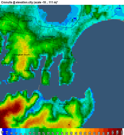 Cronulla elevation map
