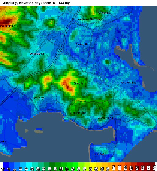 Cringila elevation map