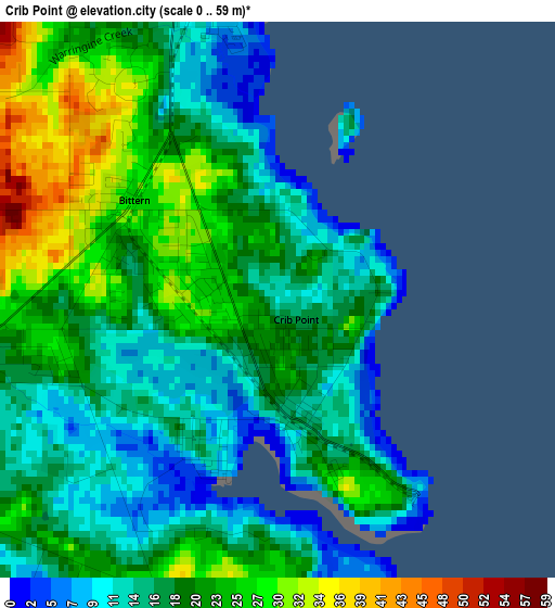 Crib Point elevation map