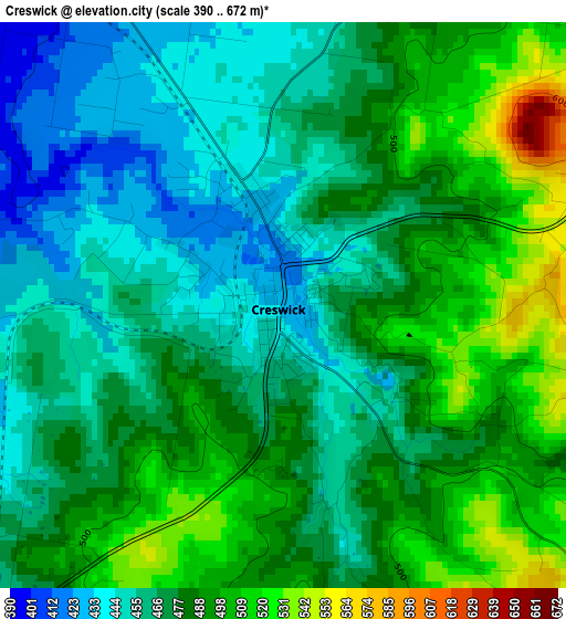 Creswick elevation map