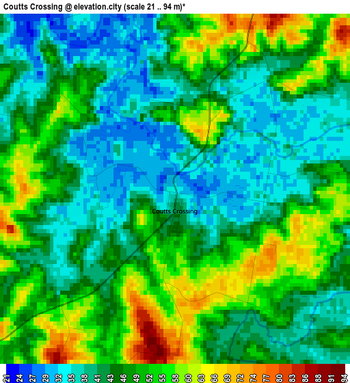 Coutts Crossing elevation map