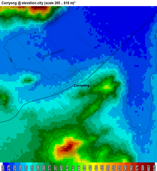 Corryong elevation map