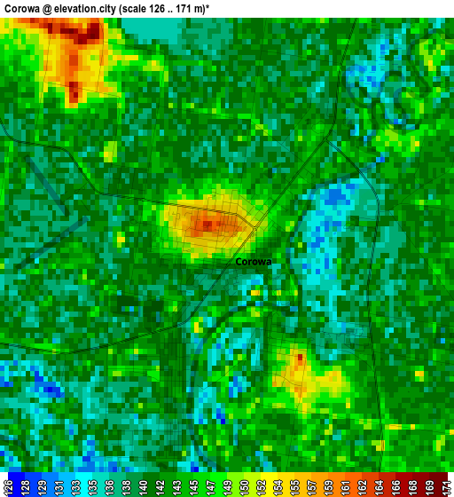 Corowa elevation map